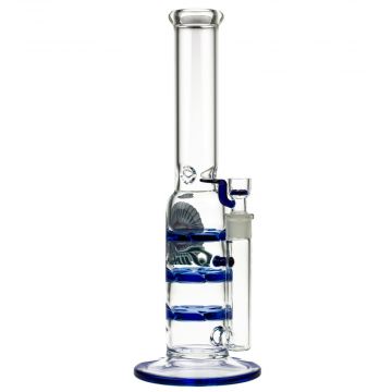 Black Leaf Glass Ice Bong with Triple Turbine Disc Perc | 38cm - Side View 1