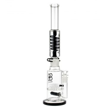 Glasscity Straight Double Percolator Bong with Glycerin Coil | Black - Side View 1