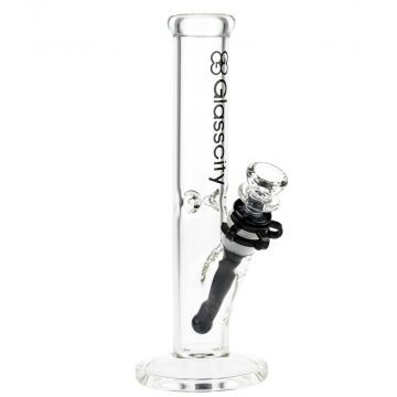 Glasscity Straight Ice Bong with Black Diffuser | 10 Inch - Side View 1