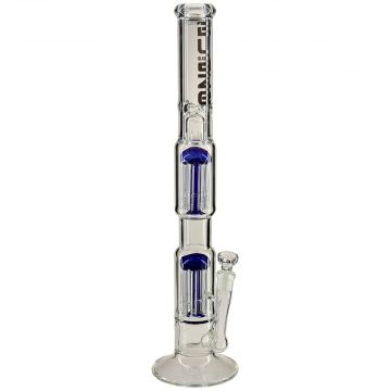 Blaze Glass Tower Tube Double 8-arm Perc Stemless 7mm Glass Tube | Blue