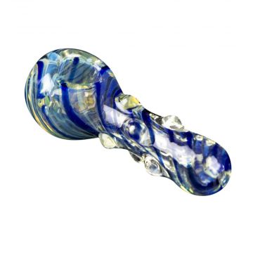 Blue Lagoon Fumed and Striped Spoon with Marbles