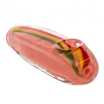 Glasscity Pink Glass Steamroller Pipe with Rasta Stripe | 3 Inch