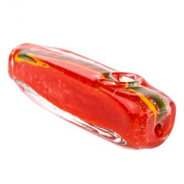 Glasscity Red Glass Steamroller Pipe with Rasta Stripe | 3 Inch 