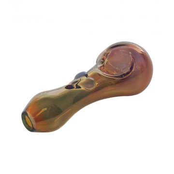 Glass Spoon Pipe Heavy Gold Fume with Small Heart