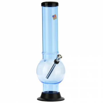 Acrylic Straight Tube Bubble Base Bong with Maria - Ice Blue - Side view 1