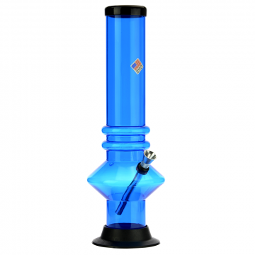 Acrylic Straight UFO Base Bong with Marias | Blue - Side view 1