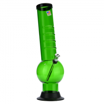 Acrylic Layback Bubble Base Bong with Raised Grip - Green - Side view 1