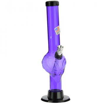 Acrylic Straight Tube Alien Base Bong | Purple - Side View 1