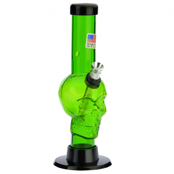 Acrylic Straight Skull Base Mini Bong - Green - Side view 1