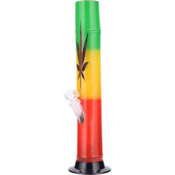 Bamboo Design Bong with Glass Bowl Downstem | 13 Inch | Rasta | Side view 1