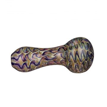 Glass Spoon Pipe - Fumed with Colored Touch & Pull - Blue