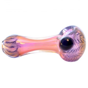 Glass Spoon Pipe Fumed with Color on Bowl and Mouthpiece | Purple - Side view 