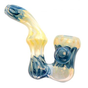 Glass Sherlock Two Piece Fumed with Worked Color Sections | Blue 