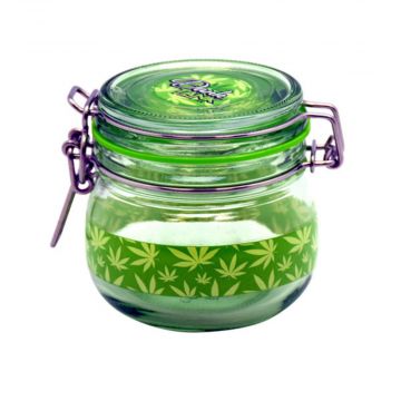 Hemp Leaf Glass Storage Jar