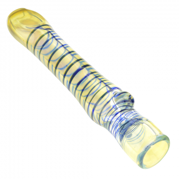 Glass Taster Pipe - Colored & Fumed with Marble Magnifier - Blue - Front View 