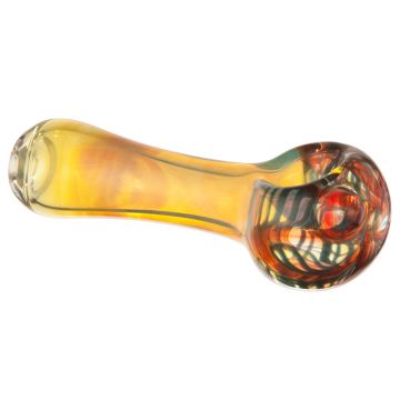 Glass Spoon Pipe - Colored Glass with Fume and Color Work - Clear