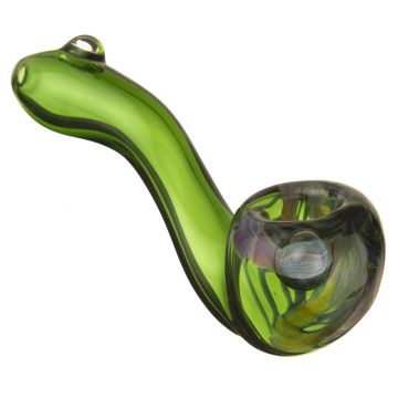 Glass Briar-Style Pipe - Colored Glass with Fume and Color Work - Green