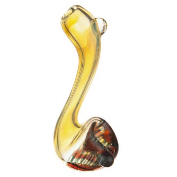 Glass Stand-Up Sherlock Pipe - Colored Glass with Fume and Color Work - Clear