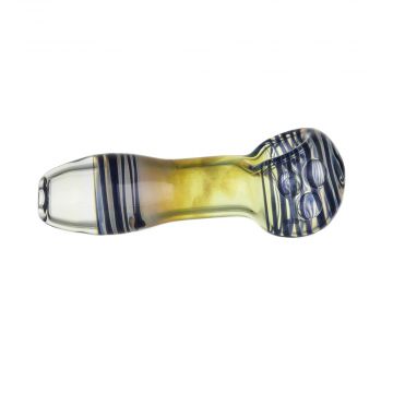 Glass Spoon Pipe Colored Work & Fumed Glass with Magnifiers - Blue