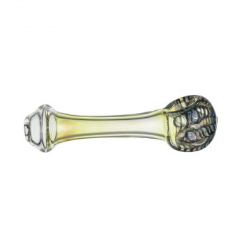 Glass Spoon Pipe- Fumed Glass with Worked Bowl & Magnifiers - Blue/green