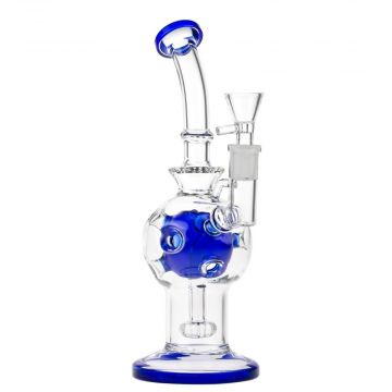 Glasscity Swiss Egg Bong with Showerhead Perc | 10 Inch | Blue - Side View 1