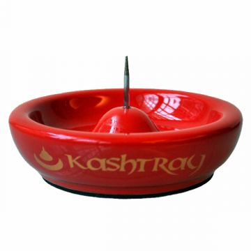 Kashtray - Ceramic Ashtray with Built-in Pipe Cleaner - Panama Red