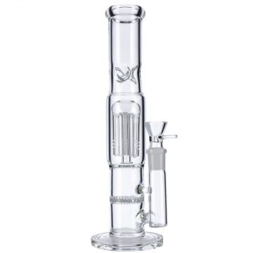 Glass Straight Ice Bong with Honeycomb Disc and Tree Perc - Side View 1