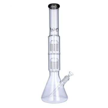  Beaker Ice Bong with Double Tree Perc | 20 Inch | Black - Side View 1