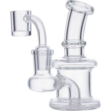 Glass Dab Rig with Fixed Diffuser Downstem | 4 Inches | Side view 5