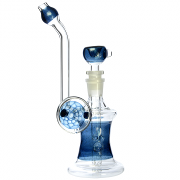 Glass Sherlock Bubbler with Blue Stardust Sections | Blue - Side View 1