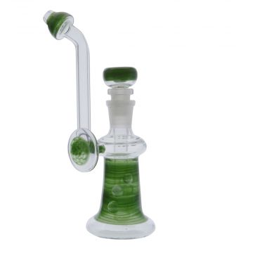 Glass Sherlock Bubbler with Green Stardust Sections 