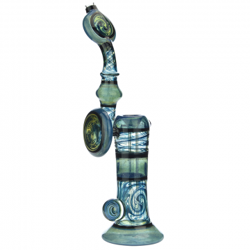 Internal Stand-Up Sherlock Bubbler with Blue Stardust and Blue Slyme- Side View 1