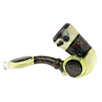 Glass Sherlock Pipe - Colored Illuminate Glass with Rainbow Reversal Sections & Colored Marbles 