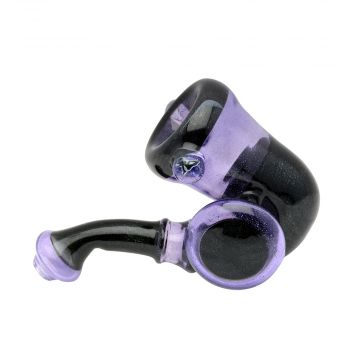 Glass Sherlock Pipe - Inside out Black Diamond with Purple Rain Sections