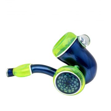 Glass Sherlock Pipe - Inside out with Heavy Electric Blue Sections & Slyme Accents