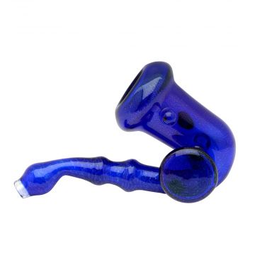 Glass Sherlock Pipe - Cobalt Blue with Fully Worked Dichro