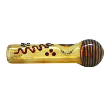 Steamroller Pipe - Fumed with Color Wrap and Art - Red