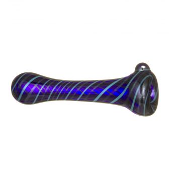 Cobalt Blue Glass Taster Pipe with Aqua & Blue Sparkle Colored Wrap 