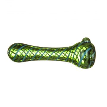 Green Glass Taster Pipe with Aqua & Green Colored Wrap