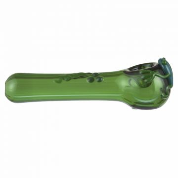 Glass Spoon Pipe - Colored Glass with Color Work and Frog - Green