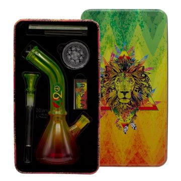 Amsterdam 420 Rasta Beaker Base Glass Bong Gift Set | 9 Inch