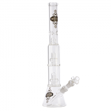 Liquid Sci Glass Micro Double Showerhead Perc Ice Beaker Bong | Gold - Side View 1