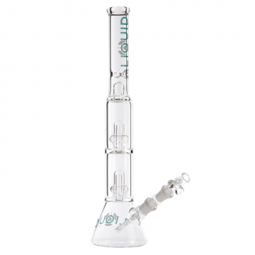 Liquid Sci Glass Micro Double Showerhead Perc Ice Beaker Bong | Teal - Side View 1