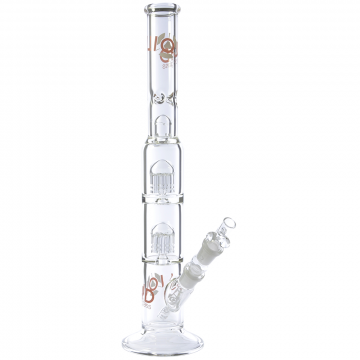 Liquid Sci Glass - Micro Double 8-Arm Tree Perc Ice Bong | Peach - Side View 1