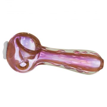 Glass Spoon Pipe - Heavy Gold Fume with Flower Stamp