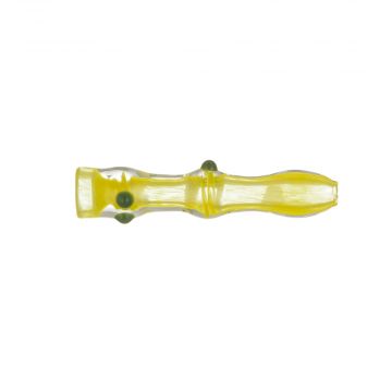 Glass Taster Pipe - Inside Out Yellow Frit with Green Marbles 