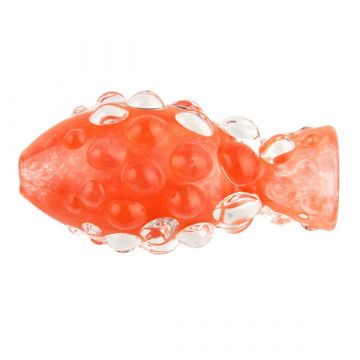 Glass Taster Pipe - Chunky Inside Out Frit with Clear Marbles - Orange