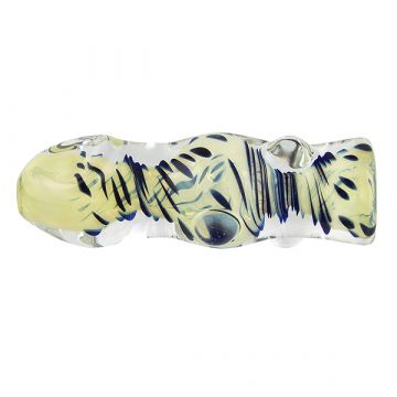 Glass Taster Pipe - Inside Out Heavy Fume with Clear Marbles - Blue