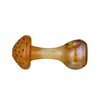 Glass Spoon Pipe - Inside Out Fume with Fritted Mushroom Mouthpiece - Amber