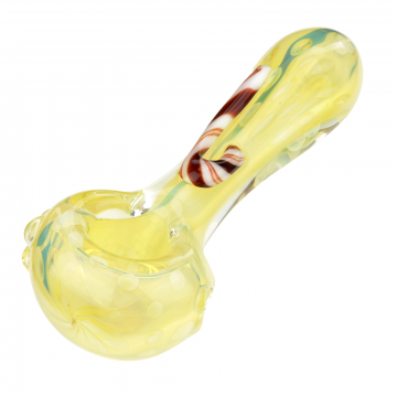 Glass Spoon Pipe - Fumed with Marbles and Large Candy Cane 